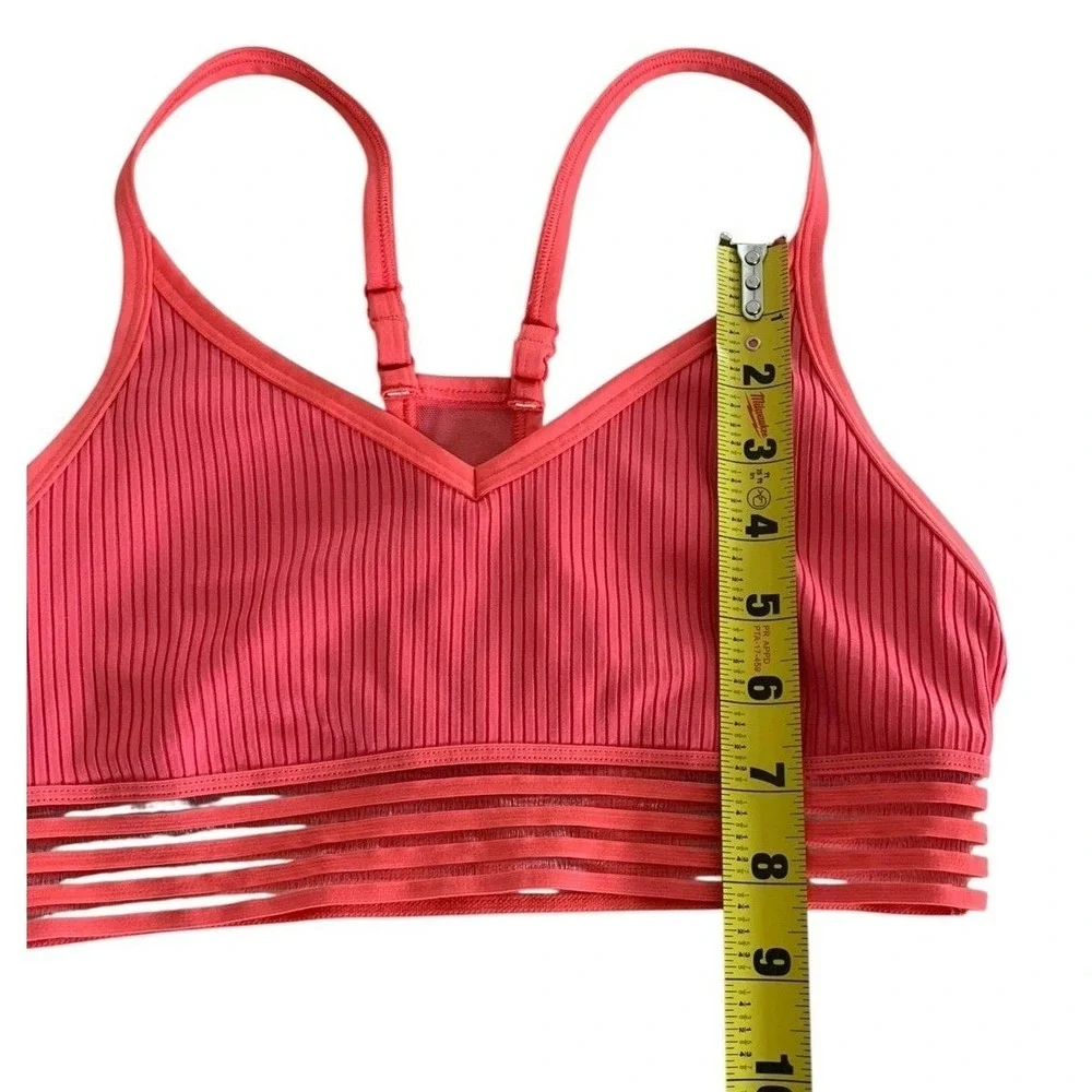 PINK Sport Bra Women Small Pink Ribbed Mesh Trim Racerback Athleisure Activewear